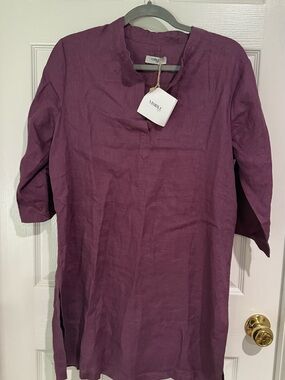 Women’s Linen Tunic Shirt - Plum